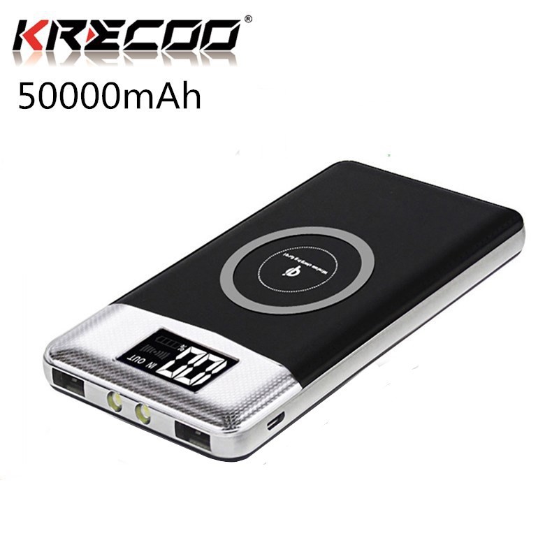 Sạc Dự Phòng Krecoo Không Dây 2 Cổng Usb 50000mah Chất Lượng Cao