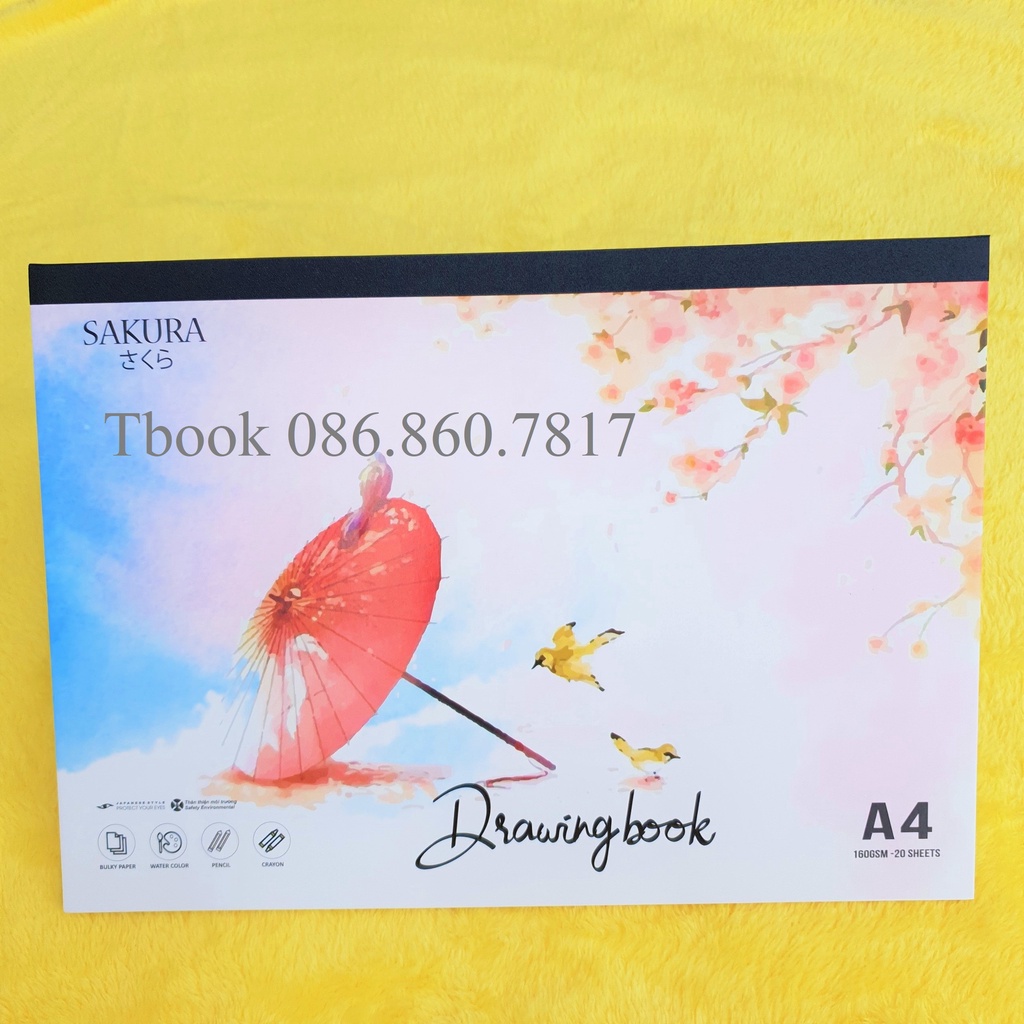 Vở vẽ A4 Sakura dán gáy nhiều mẫu