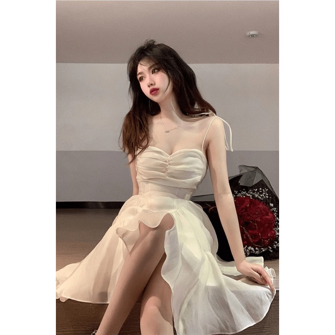 FREE SHIP ĐẦM VOAN BỒNG CỘT DÂY VAI XINH LUNG LINH HÀNG THIẾT KẾ CỰC PHẨM PU THỜI TRANG HHP