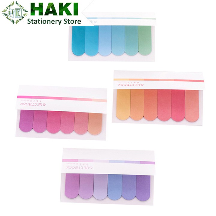 Giấy ghi chú label marker pastel HAKI dụng cụ văn phòng phẩm, giấy note 120 tờ 65*18mm NO8