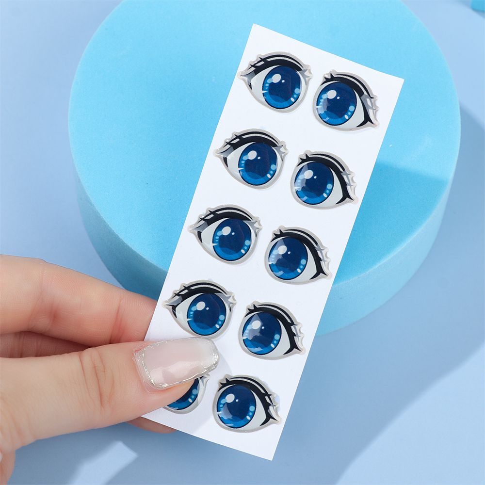 Set 10 cặp miếng dán mắt búp bê hoạt hình nhiều kiểu kích thước 8mm/ 10mm/ 12mm/ 15mm