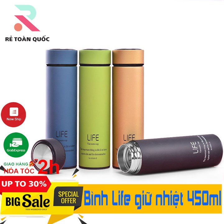 Bình giữ nhiệt inox chất lượng cao LIFE 500ml nhiều màu