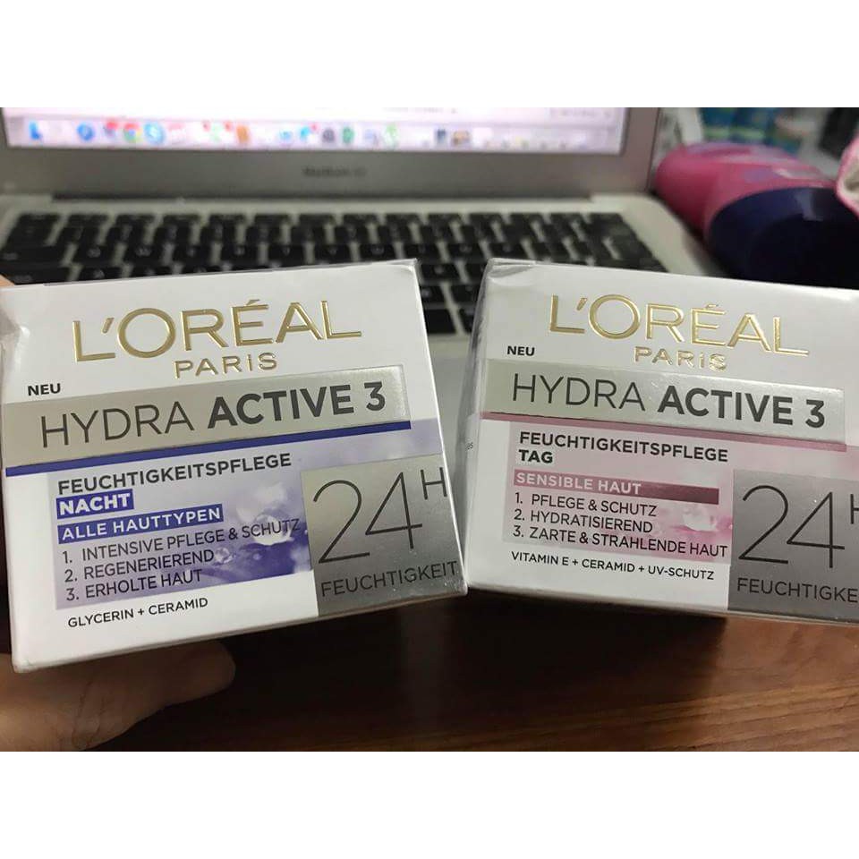 Kem Dưỡng Da Loreal Hydra Active 3 24h cho da khô và nhạy cảm