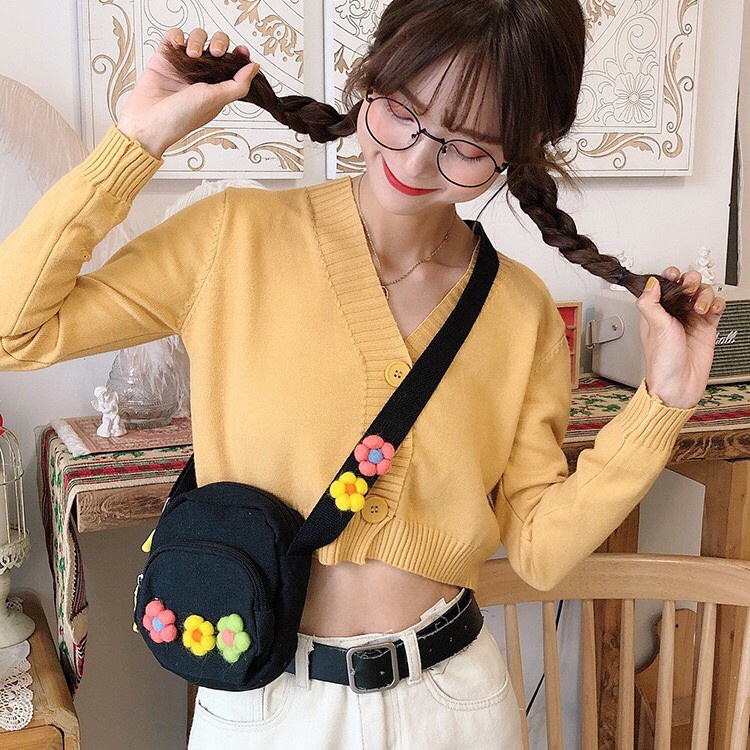 Túi đeo chéo thời trang Túi đeo chéo canvas nữ hoa nhiều màu - Mã TV016
