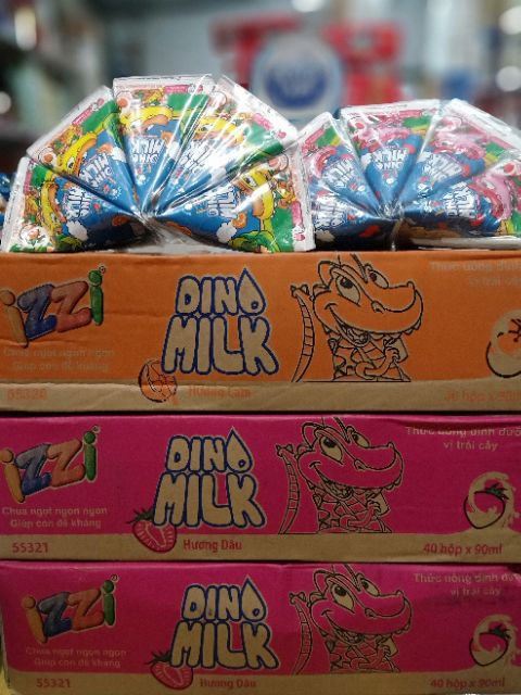 Sữa izzi Dino milk hộp chéo 40 hộp x 90ml.