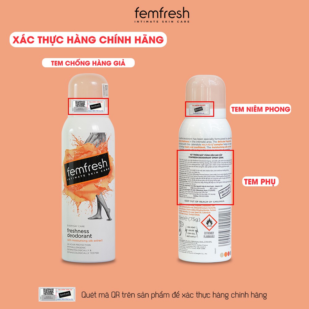 [Tặng Kèm Deal 0đ] Xịt thơm mát vùng kín cao cấp Femfresh UK lọ 125ml