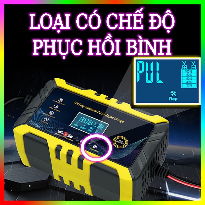 Sạc ắc quy 12V-6A sạc bình ắc quy ô tô, xe máy từ 6Ah đến 100Ah