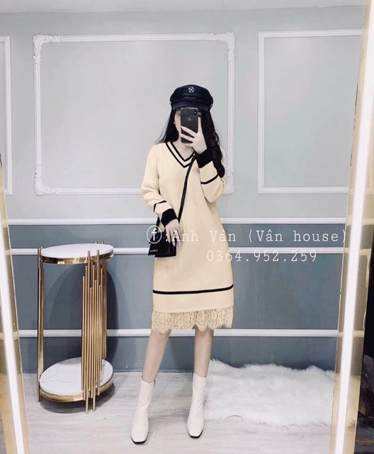 Váy suông cotton len chân ren nữ VAY15 | BigBuy360 - bigbuy360.vn