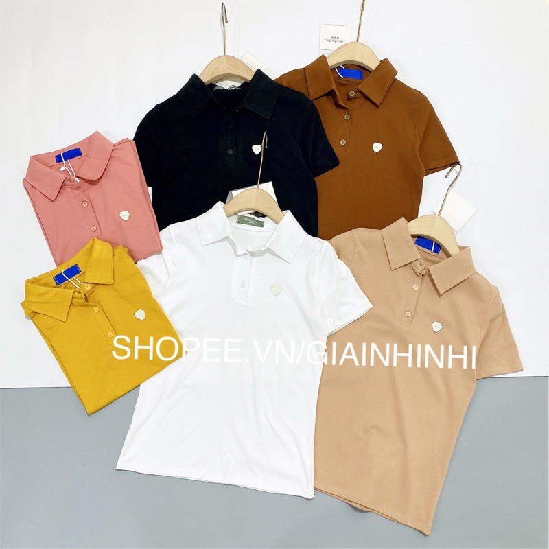 Áo thun cổ bẻ tay cộc, Áo phông trơn tag ngực ngắn tay vải cotton co giãn CS1712 - NhiNhi Shop | BigBuy360 - bigbuy360.vn