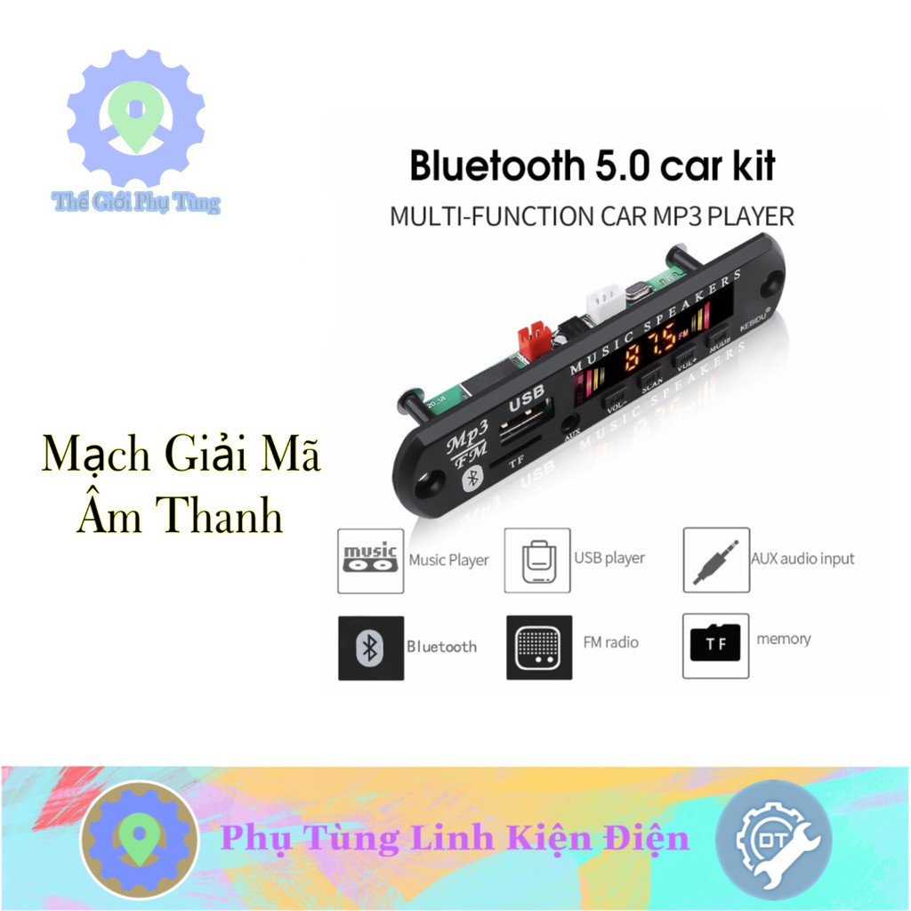 Mạch Giải Mã Âm Thanh Bluetooth 5.0 USB Thẻ nhớ Có Remote Từ Xa