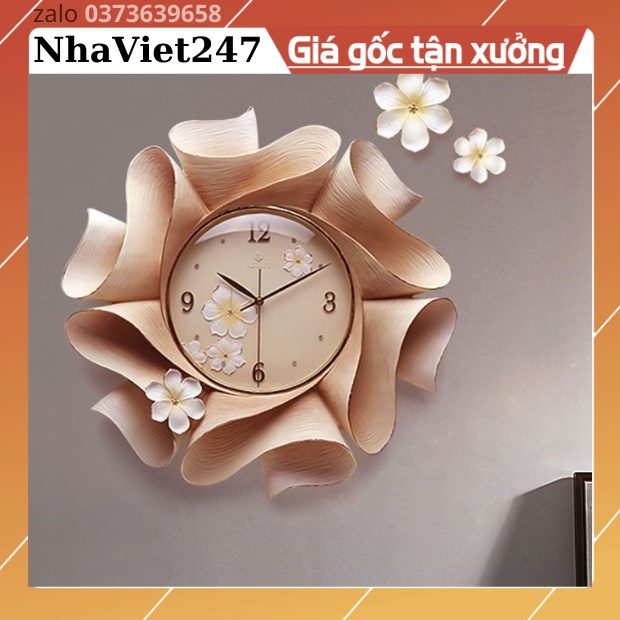 Đồng Hồ Treo Tường trang trí Hoa Đại ,mã 22-Kt 56cm-tranh 3d kim loại,decor tường đẹp,giá rẻ-quà tặng ý ngĩa-bh 5 năm  -