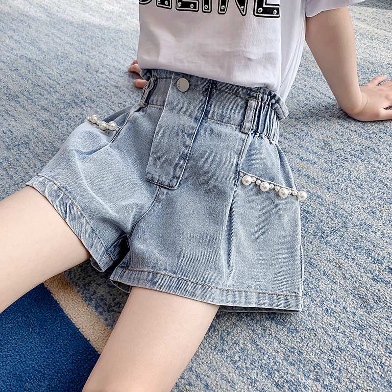 Quần short jeans Đính Hạt Thời Trang Cho Bé Từ 3-7 Tuổi