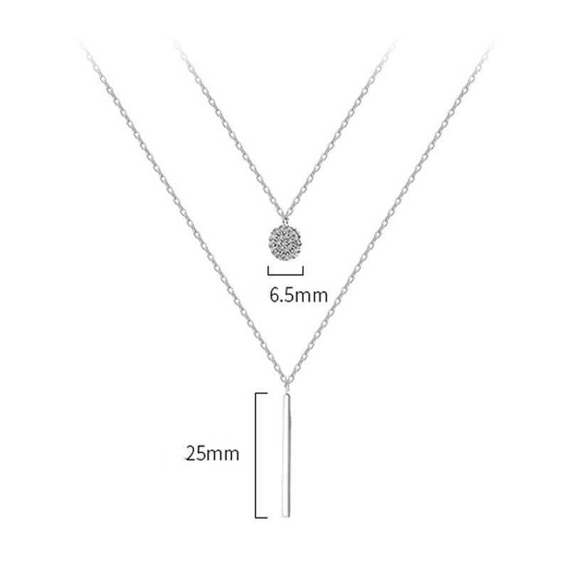 Vòng Cổ Choker Hai Lớp Dạng Thanh Dài Đính Đá Zircon Phong Cách Hàn Quốc Thanh Lịch Cá Tính