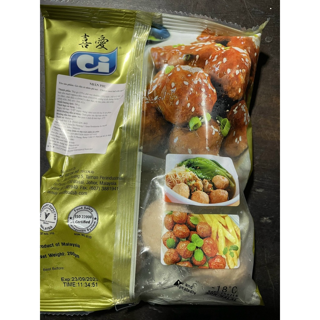 Gà viên nhânphô mai (Chicken meat ball with chese filling) hiệu CI gói 200g (hàng Malaysia)_chỉ giao tại tp. HCM