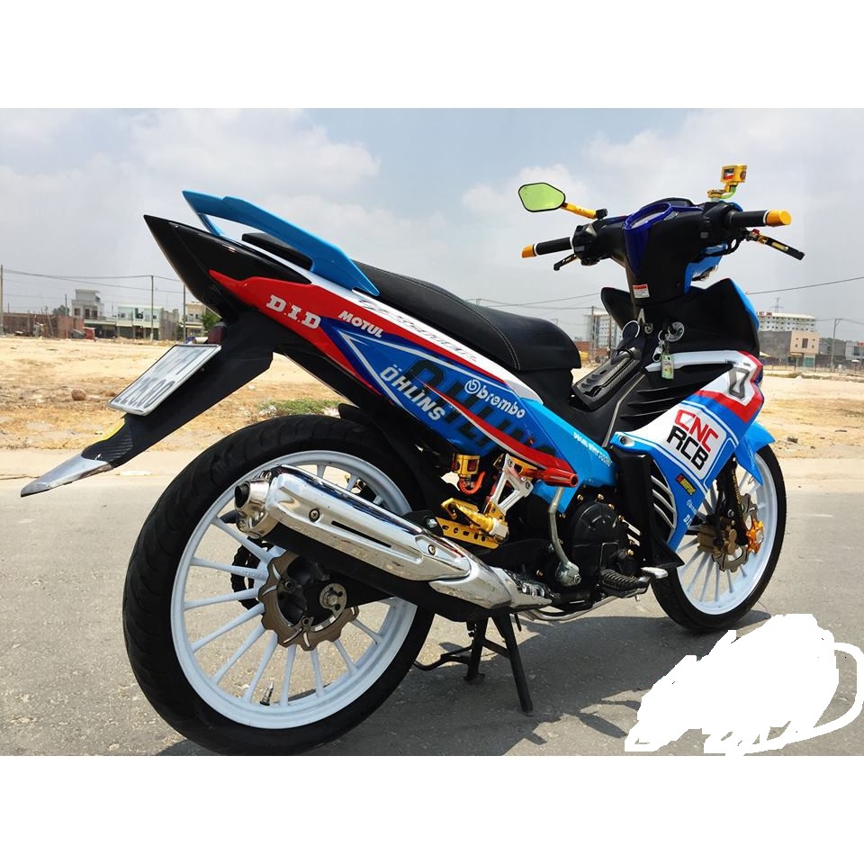Tem trùm exciter 135 xanh đỏ trắng, tem exciter 135, team trùm exciter 135, tem xe exciter 135, team trùm ex 135, team x