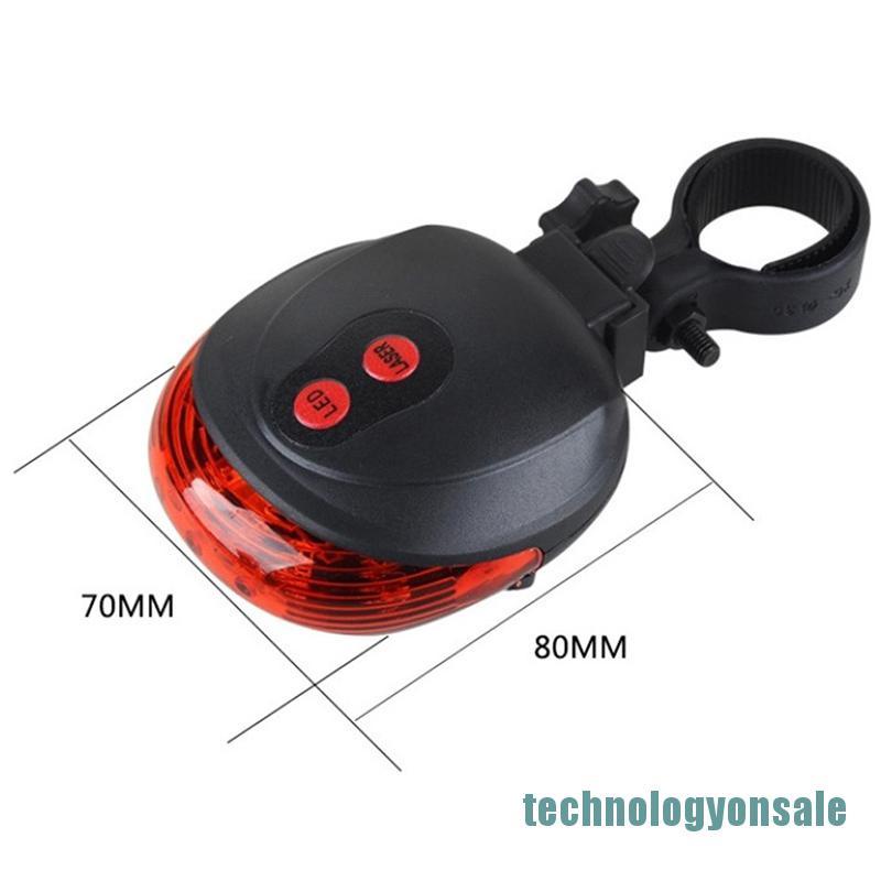 Đèn LED 5 bóng + 2 laser cảnh báo an toàn gắn đuôi xe đạp