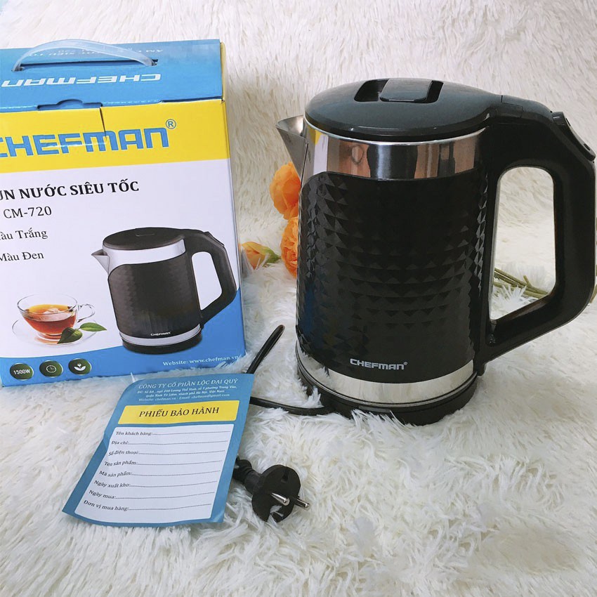 Ấm Siêu Tốc 2L Chính Hãng CHEFMAN, Ấm 2 Lớp, Bảo Hành 12 Tháng