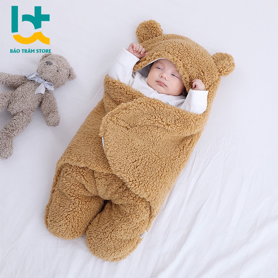 Chăn Ủ Sơ Sinh Hình Thú Bông Cho Bé Ấm Áp Vào Mùa Đông