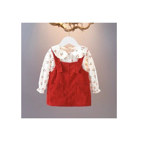 Váy nhung kèm áo cherry bé gái | BigBuy360 - bigbuy360.vn