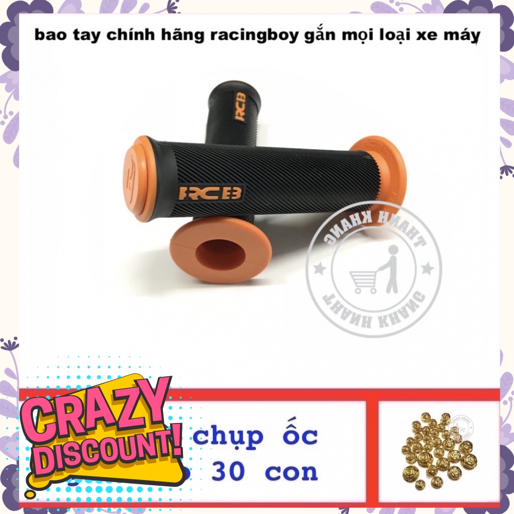 Bao tay chính hãng RACINGBOY gắn mọi loại xe máy cam, tăng bộ chụp ốc ngôi sao 30 con màu vàng 006001264 006000560