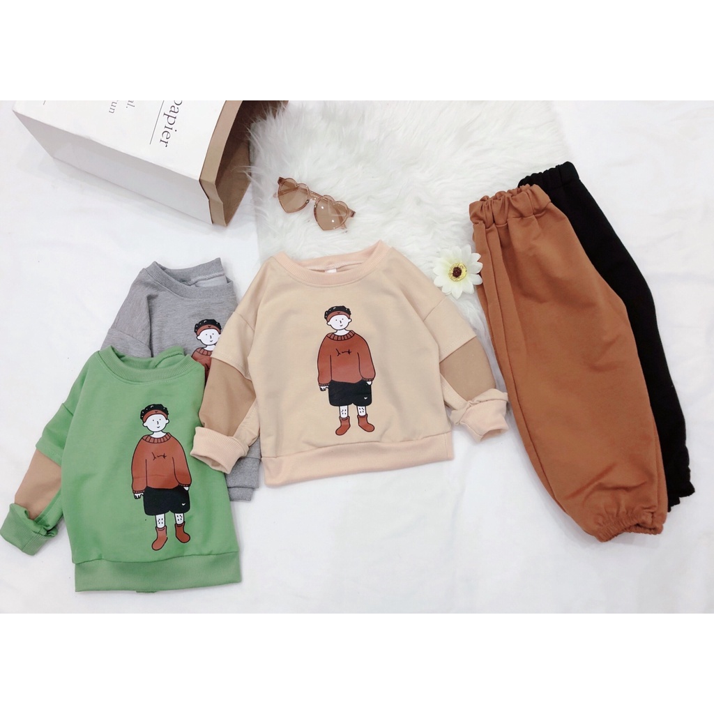 Set đồ thời trang thu đông cho bé trai, bé gái phong cách Hàn Quốc (10-20kg)