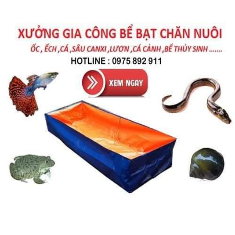 Bể bạt nuôi ốc , ếch , cá lươn - xanh bộ đội , hdpe , xanh cam đầy đủ