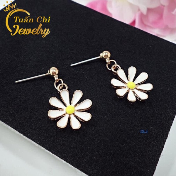 Bông Tai Bạc ⚡ BẠC ĐẸP⚡ Khuyên Tai Bạc Nữ Họa Tiết Hình Hoa Cúc Họa Mi Trẻ Trung, Năng Động