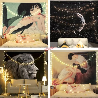 [TẶNG ĐÈN LED 5M] Thảm Treo Tường, Decor phong ngủ, (SIZE 150x130cm) kèm bộ móc treo thảm