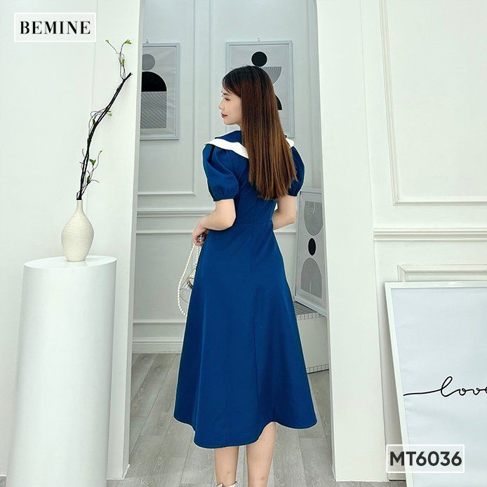 Đầm cổ cánh bướm tay bo chun BEMINE MT6036