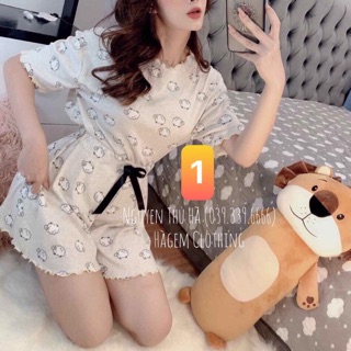 Áo cổ nhún + quần ống rộng