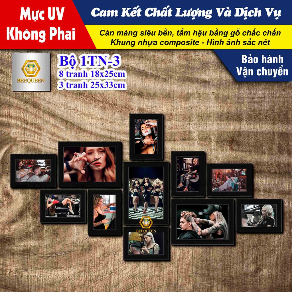 1TN3 - Bộ 11 Khung Tranh Sexy Trang Trí Barbershop