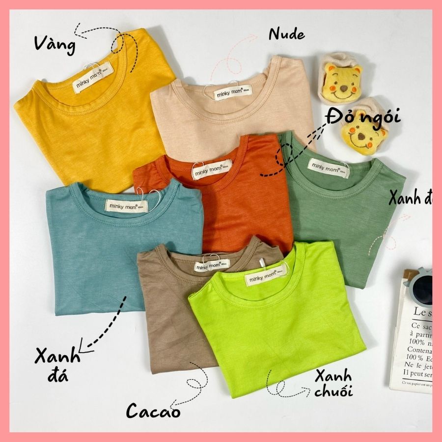 Bộ Thun Lạnh Cộc Tay Cho Bé Trai Bé Gái 8-27kg -TN-TR01 Màu Trơn Basic Chất Vải Thoáng Mát
