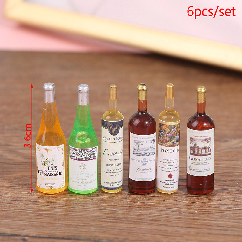 6PCS 1/12 Dollhouse Miniature Simulation Wine Bottles Model Doll House Decor