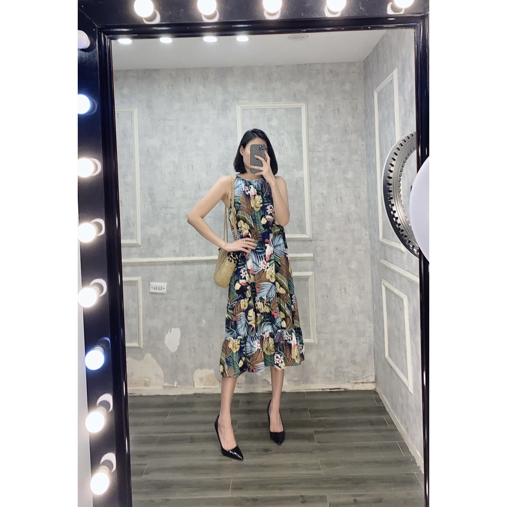 Đầm Maxi ZR Họa Tiết Lá - Hàng xuất dư 100%