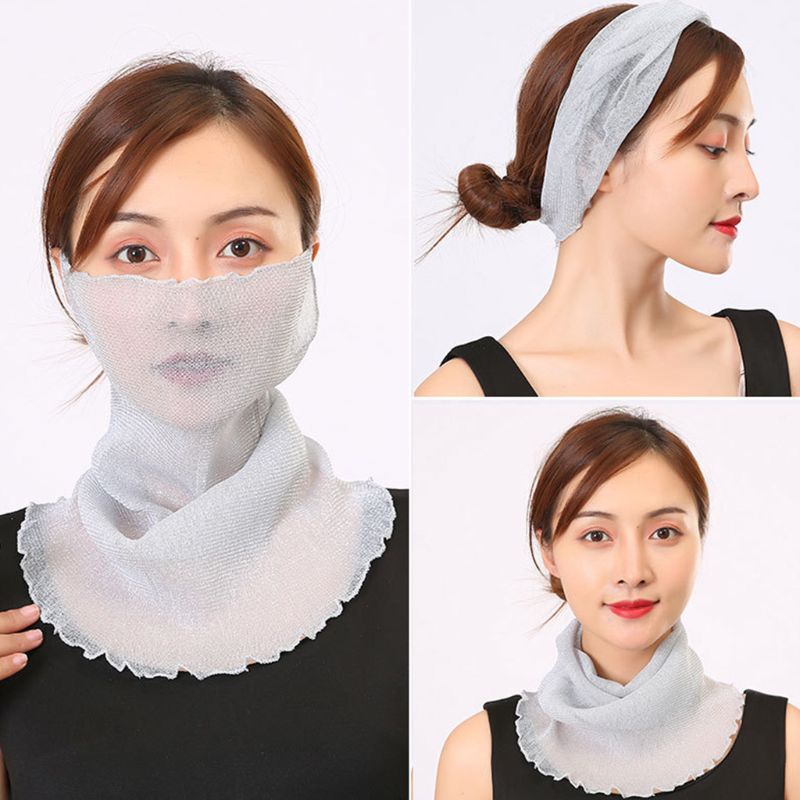 Wmmb Khăn Quàng Cổ Kiêm Khăn Quàng Cổ Vải Lưới Lấp Lánh Đa Năng Chống Nắng Bảo Vệ Mặt Trời Cho Nữ Agaric Ru