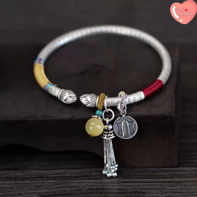 Vòng Tay Mạ Bạc Hình Trái Tim Phong Cách Retro