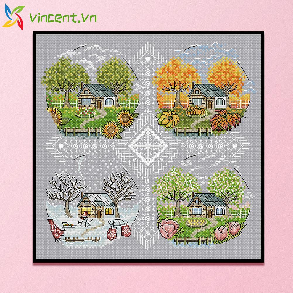 Toàn Bộ Bộ Dụng Cụ Thêu Tranh Chữ Thập DIY 14CT