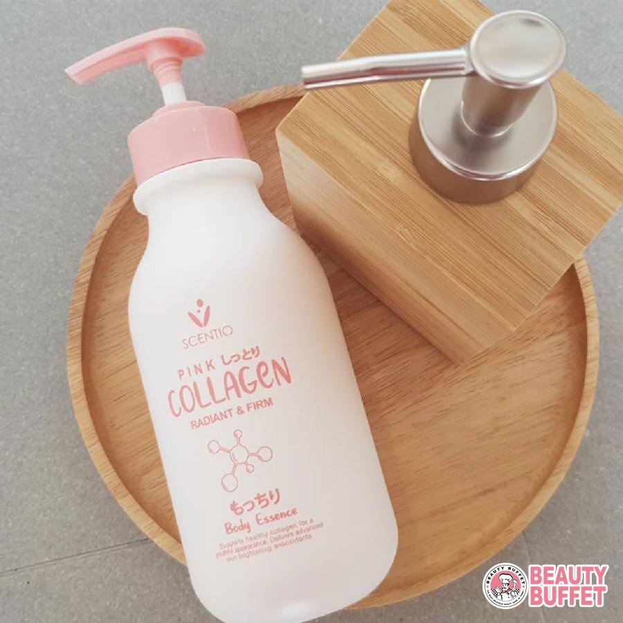 Combo Tinh chất và Sữa tắm dưỡng trắng và sáng mịn da Scentio Pink Collagen 350ml/chai