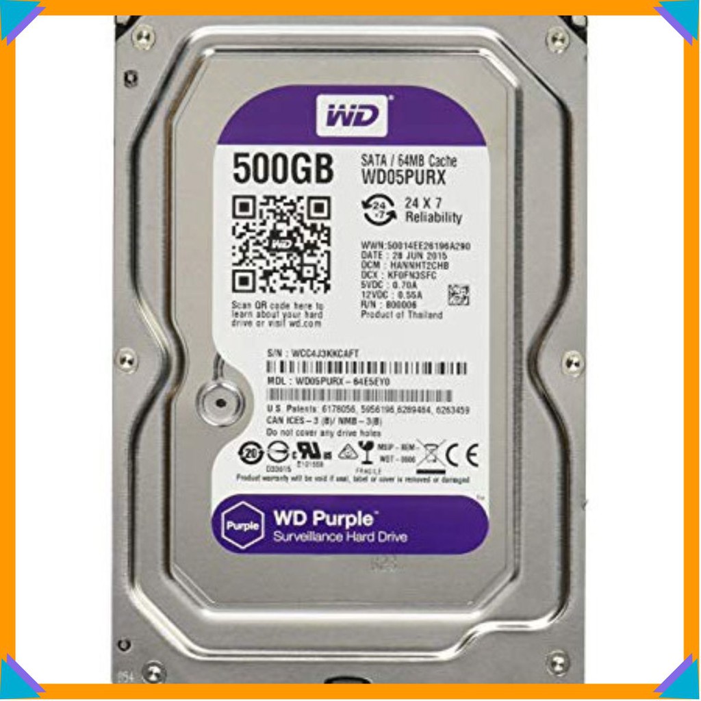 Ổ cứng HDD WD Purple 500GB - Bảo Hành 24 Tháng [hana] [Rẻ nhất]