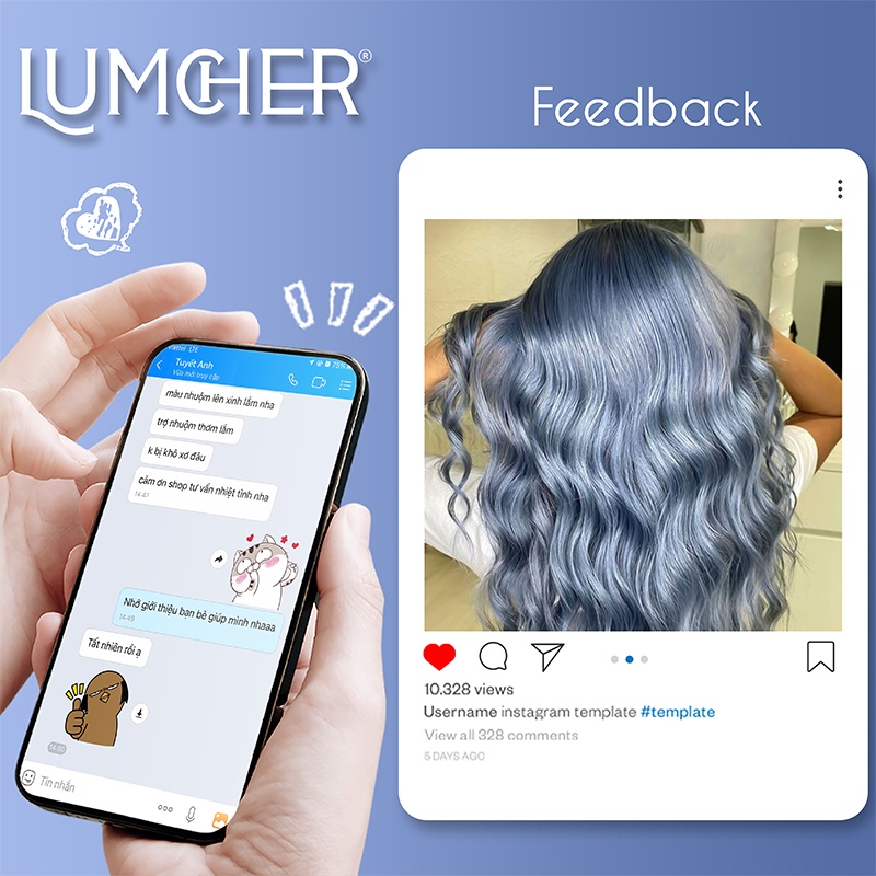 Thuốc nhuộm tóc Xanh Dương Khói tại nhà giá rẻ chính hãng Lumcher LC39