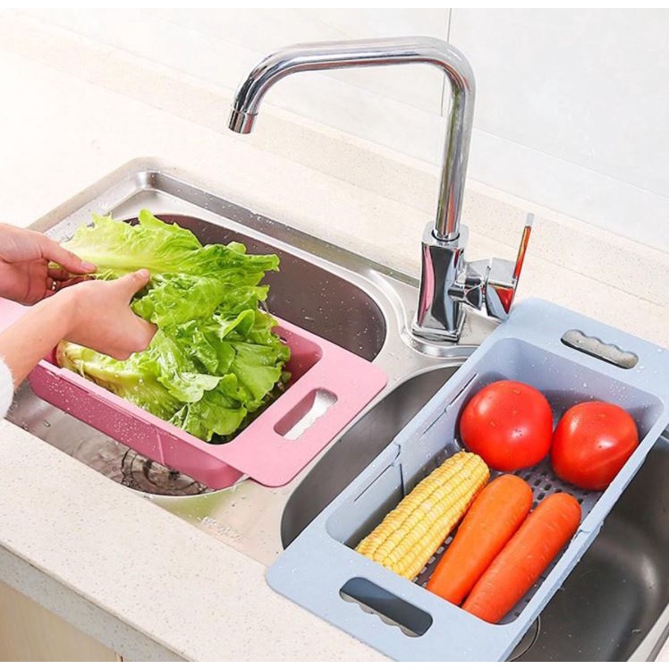 [Khay Nhựa Loại To] Rổ co giãn gác bồn rửa chén NHỰA VIỆT NHẬT - Kệ Đựng Đồ Rửa Bát Gác Bồn Đa Năng