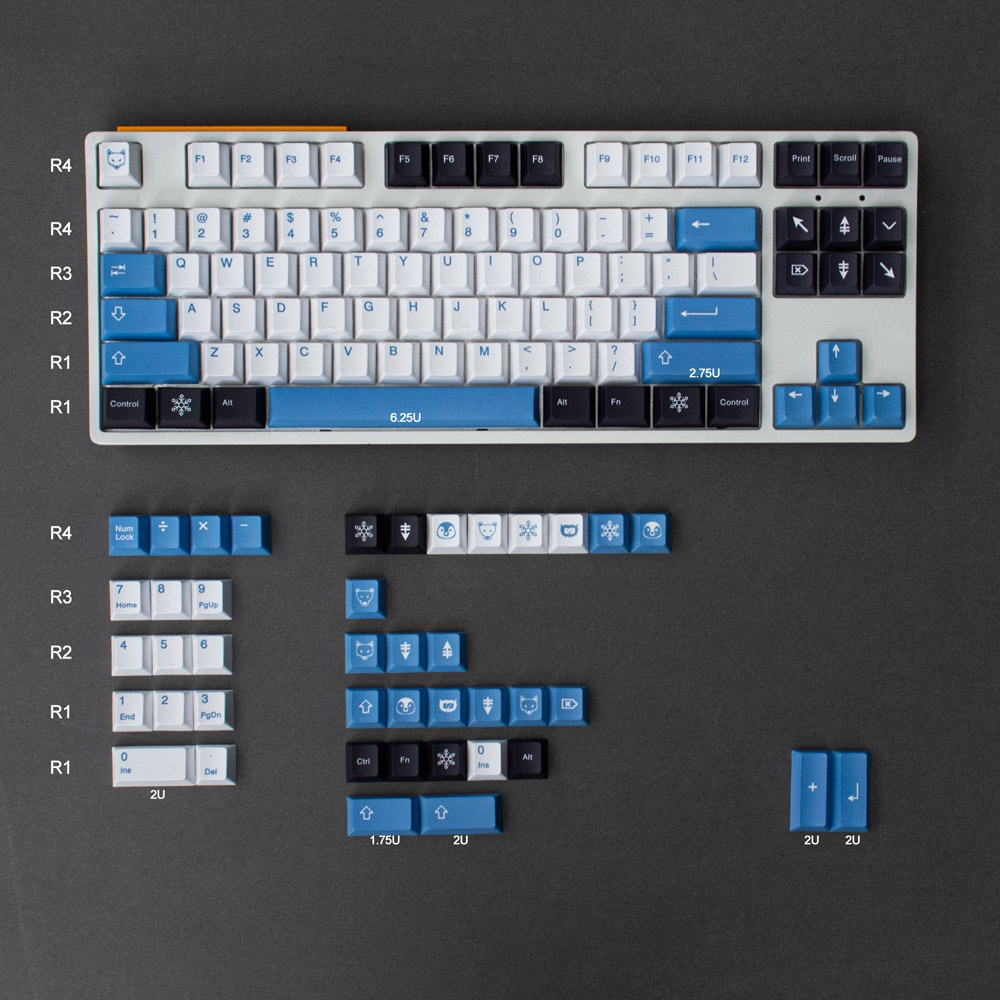 Keycap GMK Arctic 129 nút in nhiệt dành cho bàn phím cơ