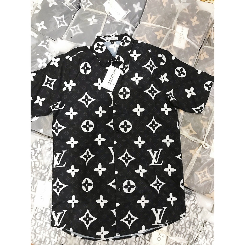 Áo sơ mi nam nữ 3D form rộng tay ngắn chất lụa in họa tiết LV , DIO thoáng mát phong cách thời trang | BigBuy360 - bigbuy360.vn