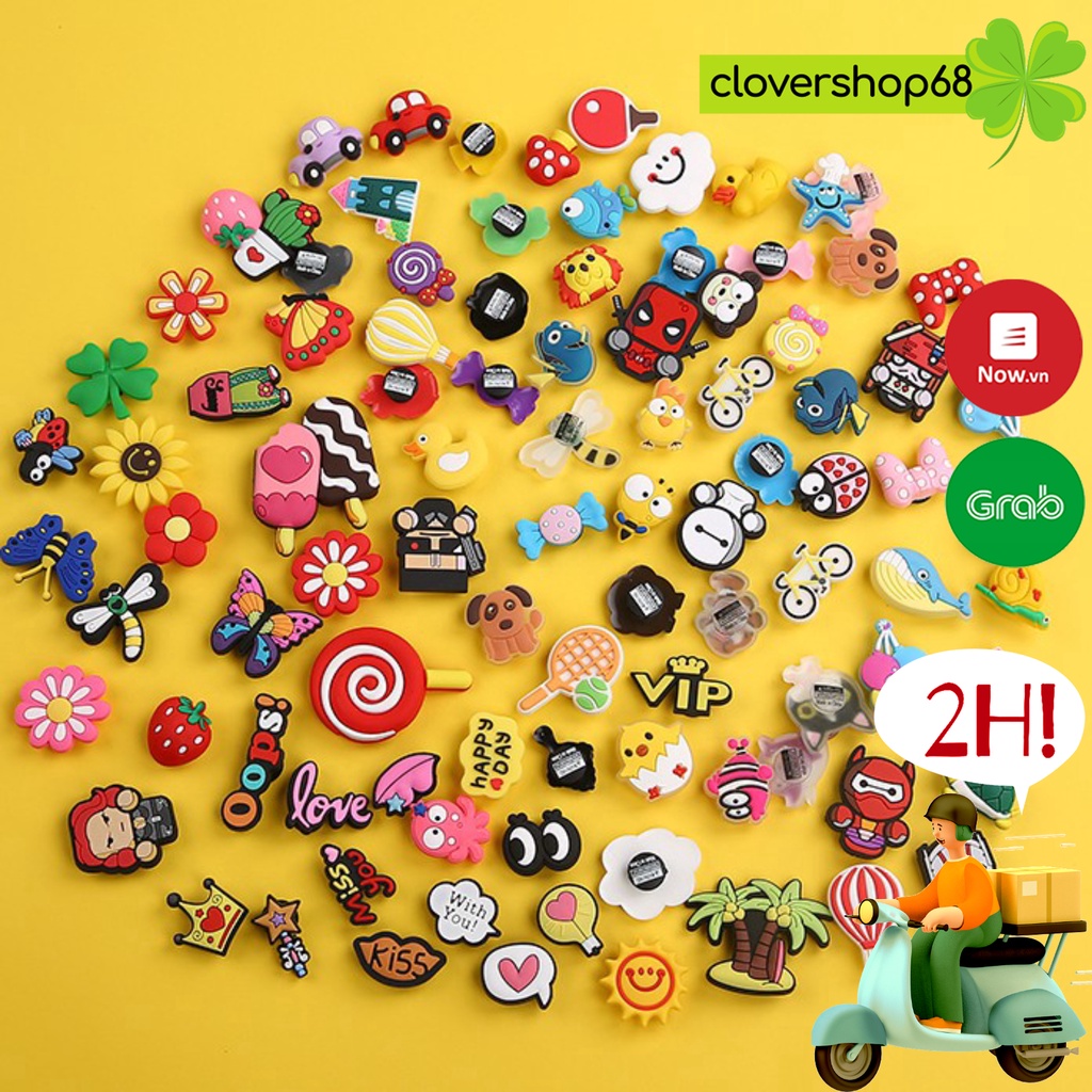 Set 10 Jitbbitz Dễ Thương Gắn Dép Crocs/ Dép Cá Sấu Nam Nữ    Clovershop68