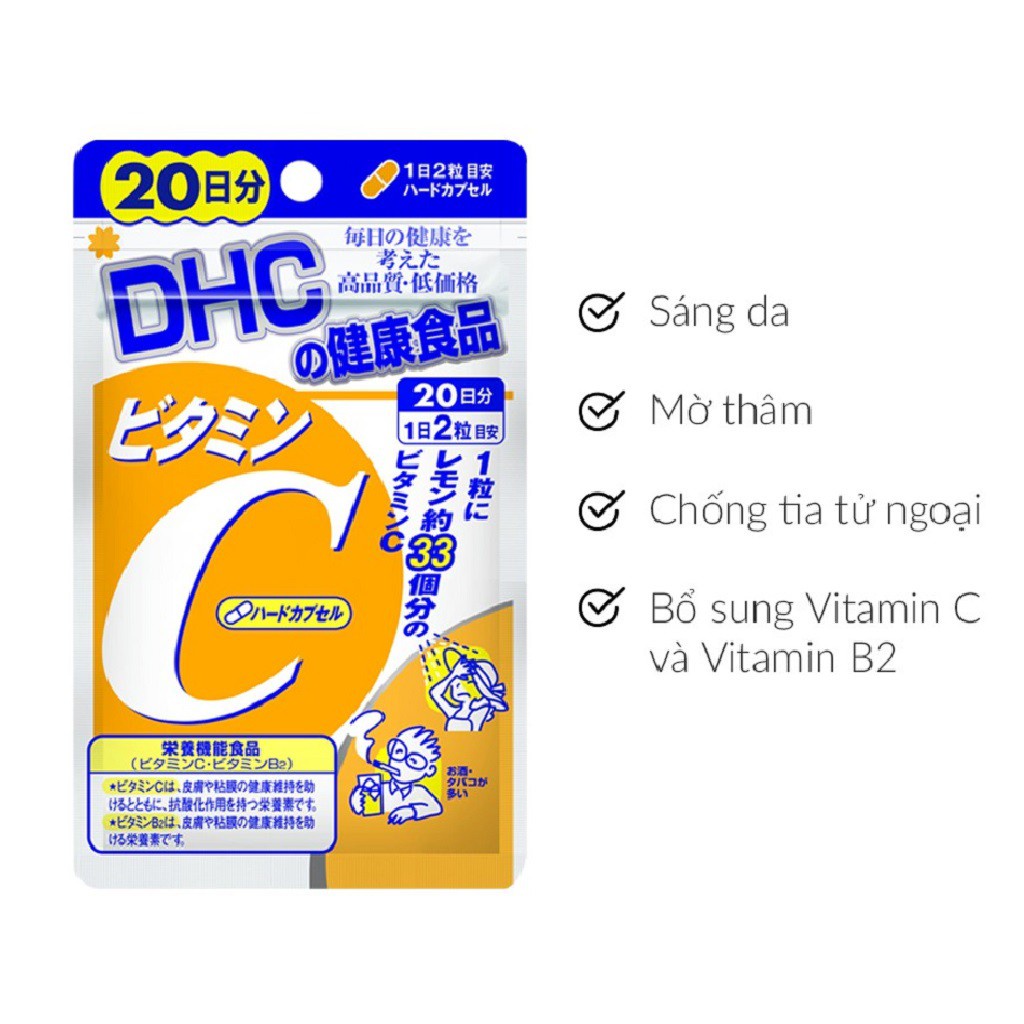 Combo Viên uống DHC Ngừa mụn Mờ thâm, đẹp da viên uống Vitamin C (60v) và Viên uống Kẽm (30v) | BigBuy360 - bigbuy360.vn