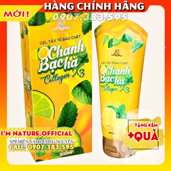 Gel Tẩy Tế Bào Chết Chanh Bạc Hà Vitamin C Giúp Sáng Da 200ml (Cho Da Mặt &amp; Body)