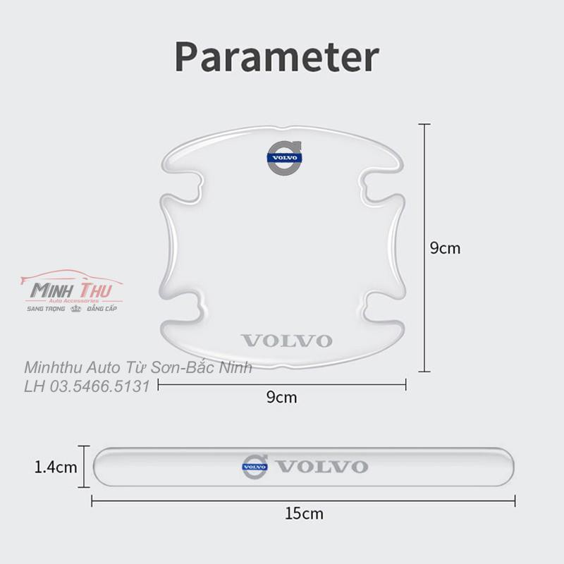 (Volvo) Bộ 10 Miếng Dán Silicon Chống Xước Hõm Cửa, Tay Nắm Cửa và Gương Xe Volvo
