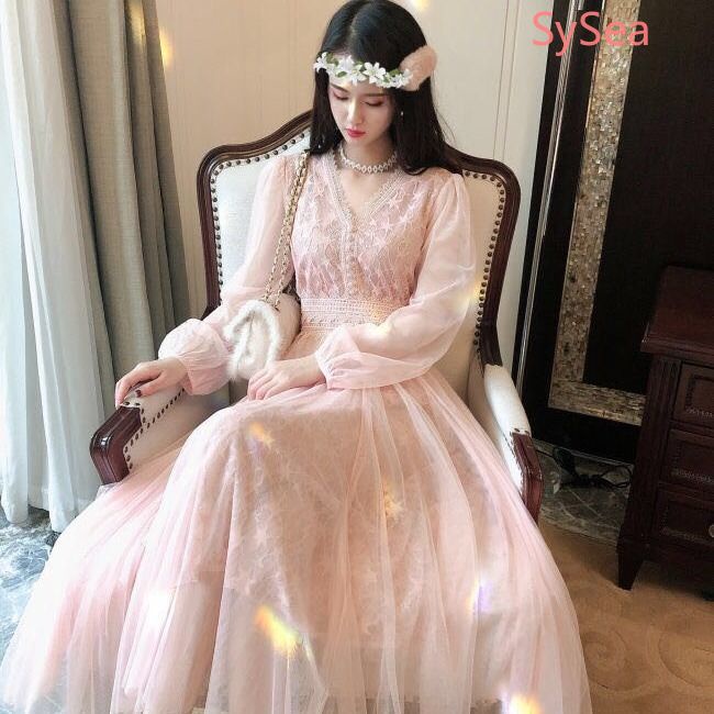 Đầm Công Chúa Phối Lưới Kiểu Hàn Quốc Thời Trang Mùa Thu Cho Nữ