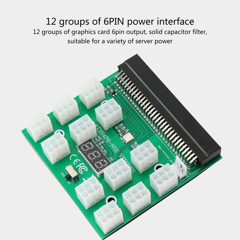 Bảng Mạch Chuyển Đổi Nguồn Điện pri Server PSU 12 Cổng 6pin Cho Ethereum BTC Mining