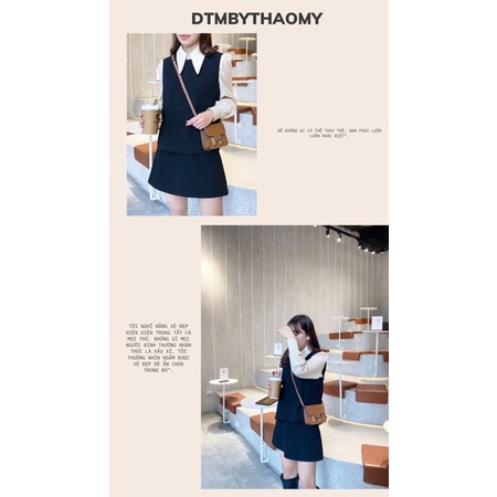 BELLY SET - set áo sơ mi dài tay phối gile nữ hàng thiết kế phong cách Hàn Quốc